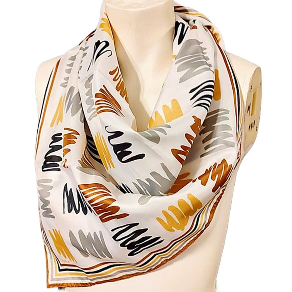 Vintage 1960s 70s Vera Signed Geometric Design Large Square Scarf Designer